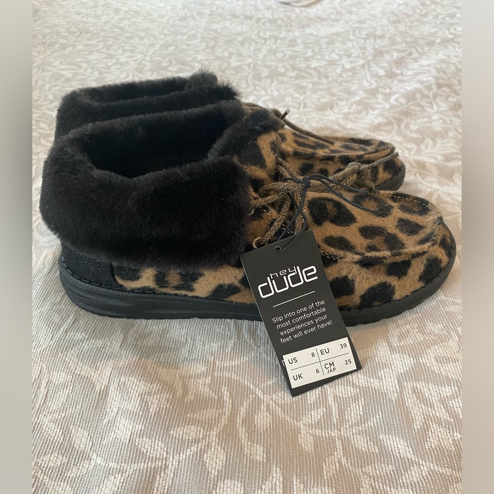 Cheetah Print Fuzzy Hey Dudes
